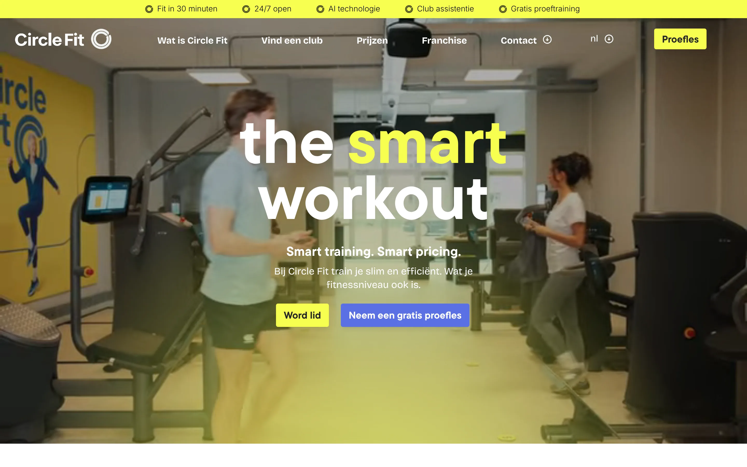 Circle Fit: de homepage, bovenaan