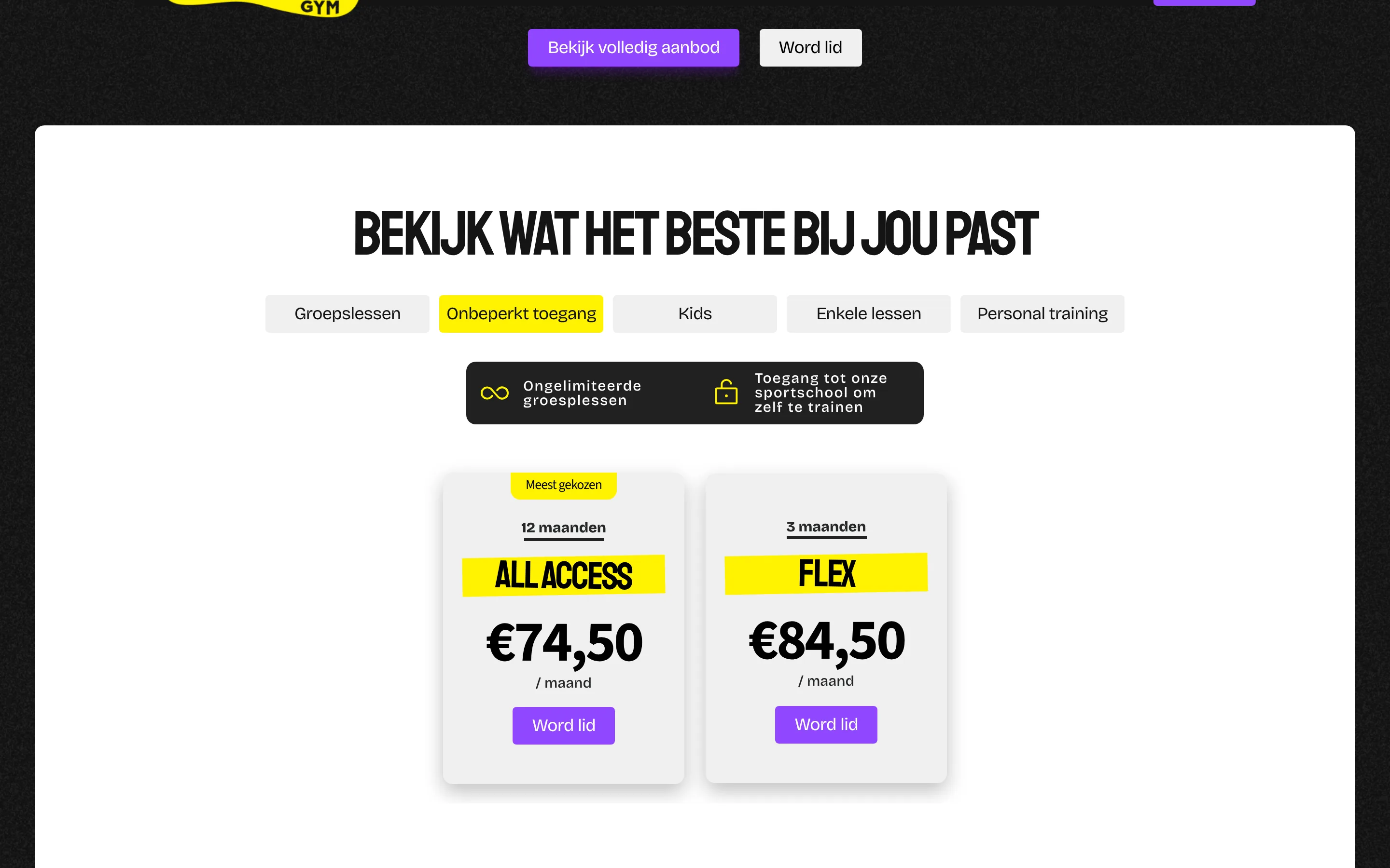 Eastbound Gym: het volgende deel van de homepage
