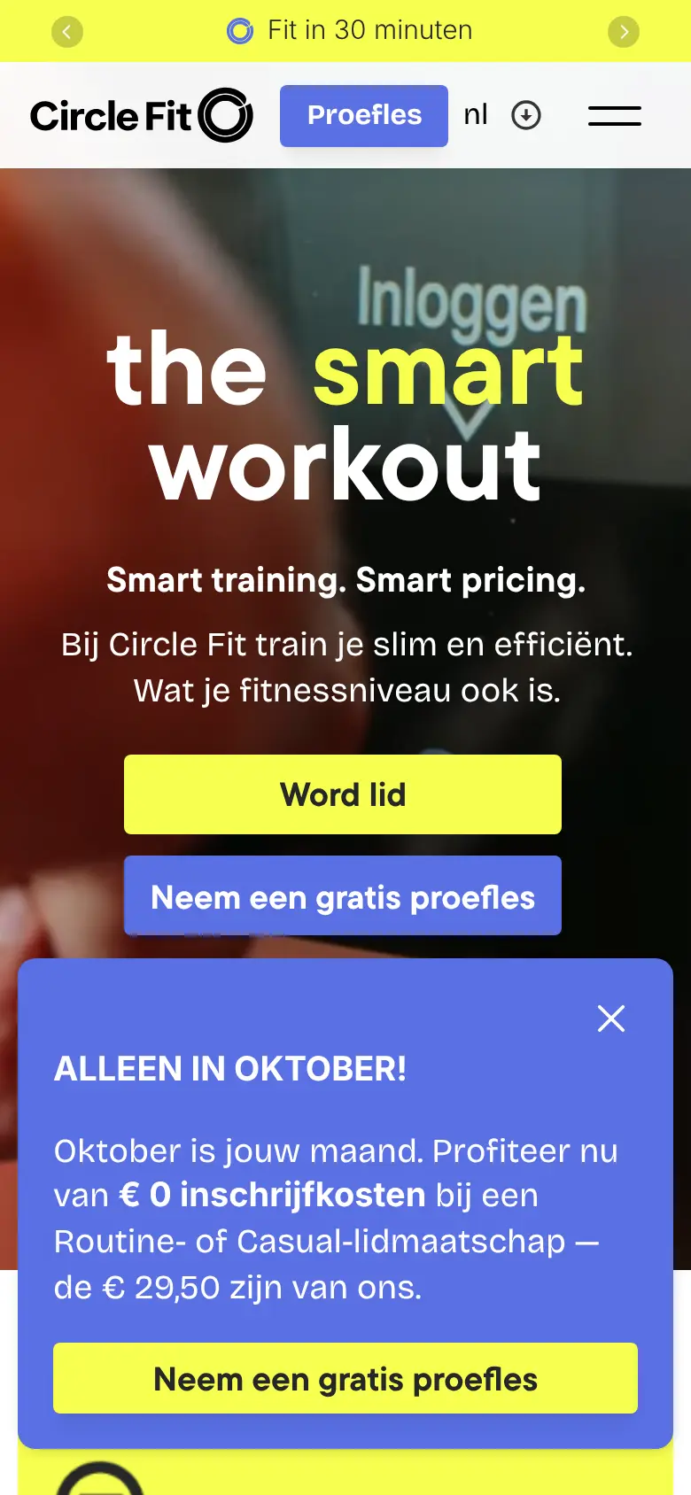 Circle Fit op een telefoon, bovenaan