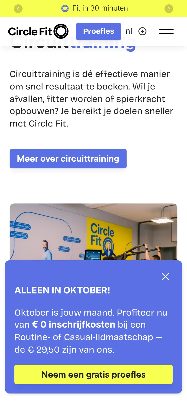 Circle Fit op een telefoon, verder op de pagina