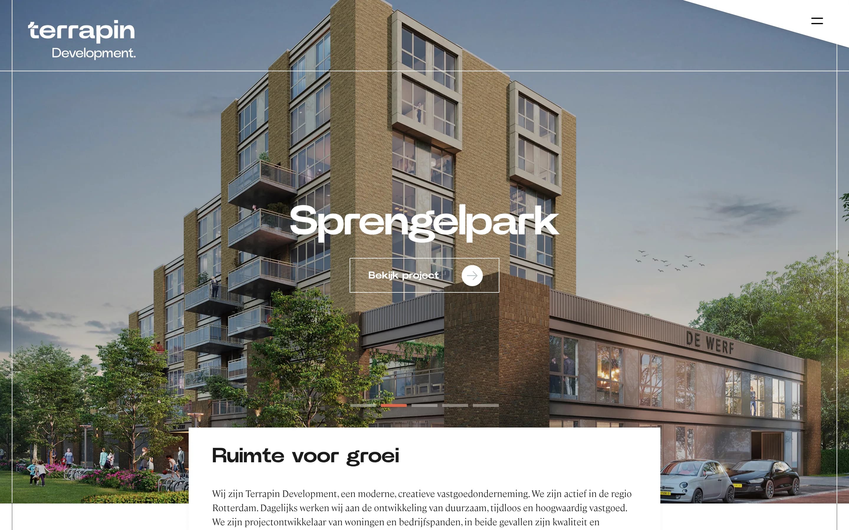 Terrapin Development: de homepage, bovenaan